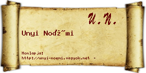 Unyi Noémi névjegykártya